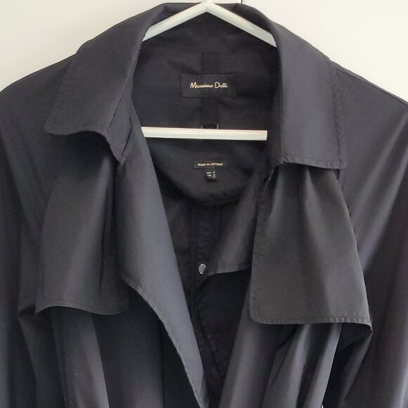 Massimo Dutti Minimalist Tie-Front Women's Black Trench Coat Size S - Picture 9 of 13